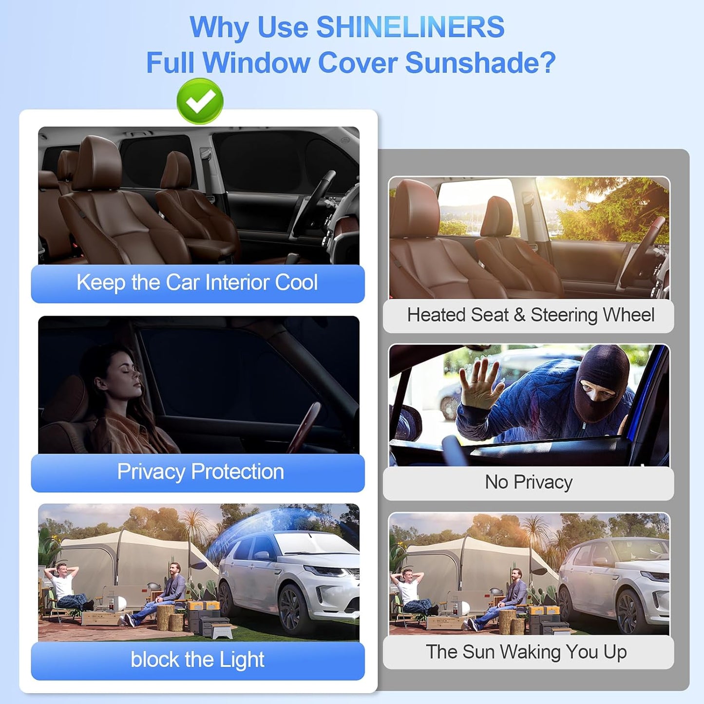 8pcs Car Window Shades for Chevrolet Tahoe 2015-2020 Accessories,Windshield Side Rear Full Sunshade,Sun Visor UV Blocking, Privacy Protection and Blackout for Camping Outdoor