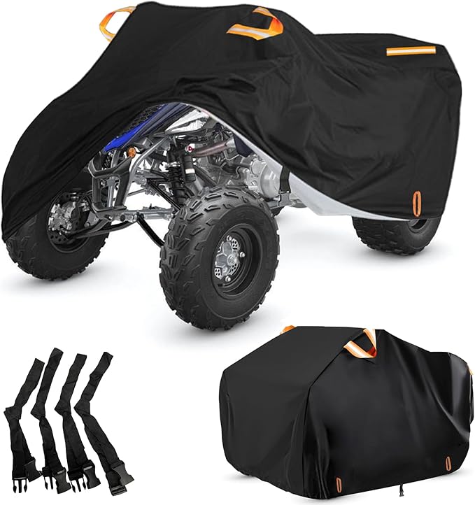ATV Cover Waterproof Outdoor Heavy Duty, 300D Oxford 4 Wheeler Cover for Yamaha Grizzly Raptor 350 700R YFZ 450R Polaris Sportsman 450 500, Quad Cover with Lock Buckles All Weather Protection