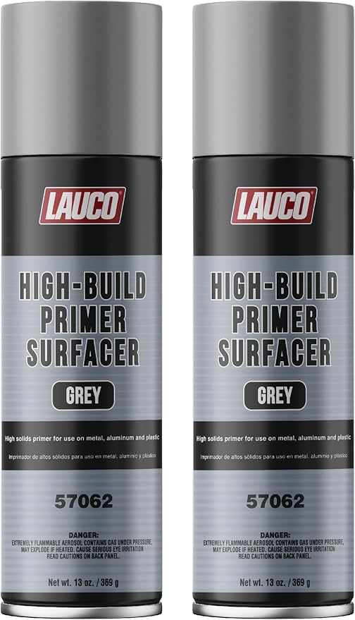 LAUCO High-Building Primer Surfacer Grey 13oz Aerosol Spray Can - Pack of 2 - For Automotive and Industrial Use