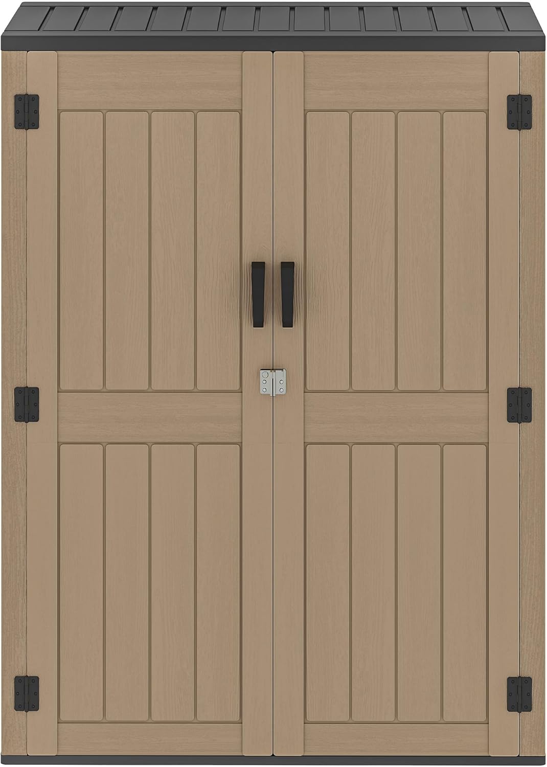 DWVO 59 Cu. Ft. Vertical Storage Shed, Weatherproof Outdoor Tall Cabinet with Double-Wall Panels and Floor, Lockable Resin Shed for Garden, Garage, Patio,Brown (Shelves Not Included)