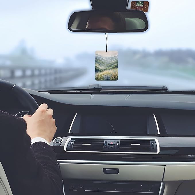 Vintage Mountain Forest Car Air Freshener 4 Pcs, Watercolor Nature Landscape Hanging Scents Air Freshener for Women Men Gifts, Retro Scented Car Accessories Decor for Room Closet Drawer