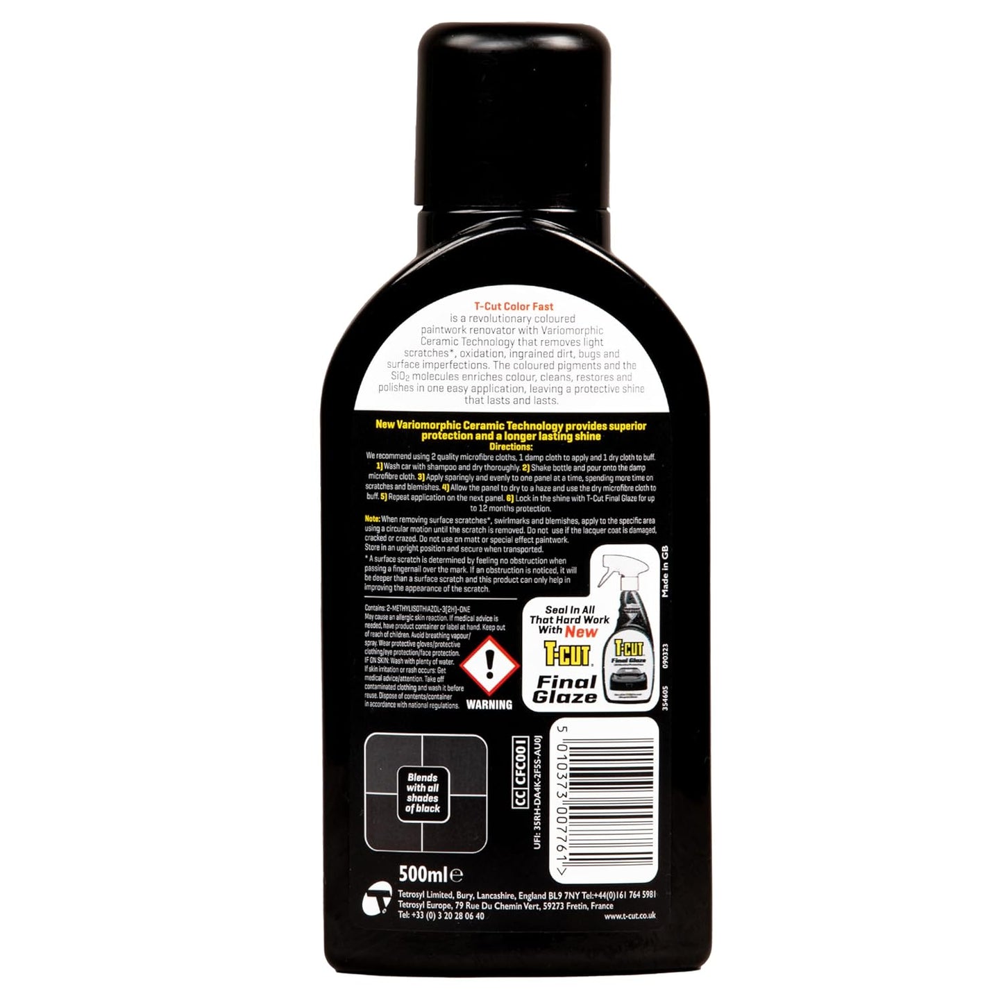 T-Cut Black Scratch Remover Color Fast Paintwork Restorer Car Polish, 13 Colors Available, 17 Fl Oz