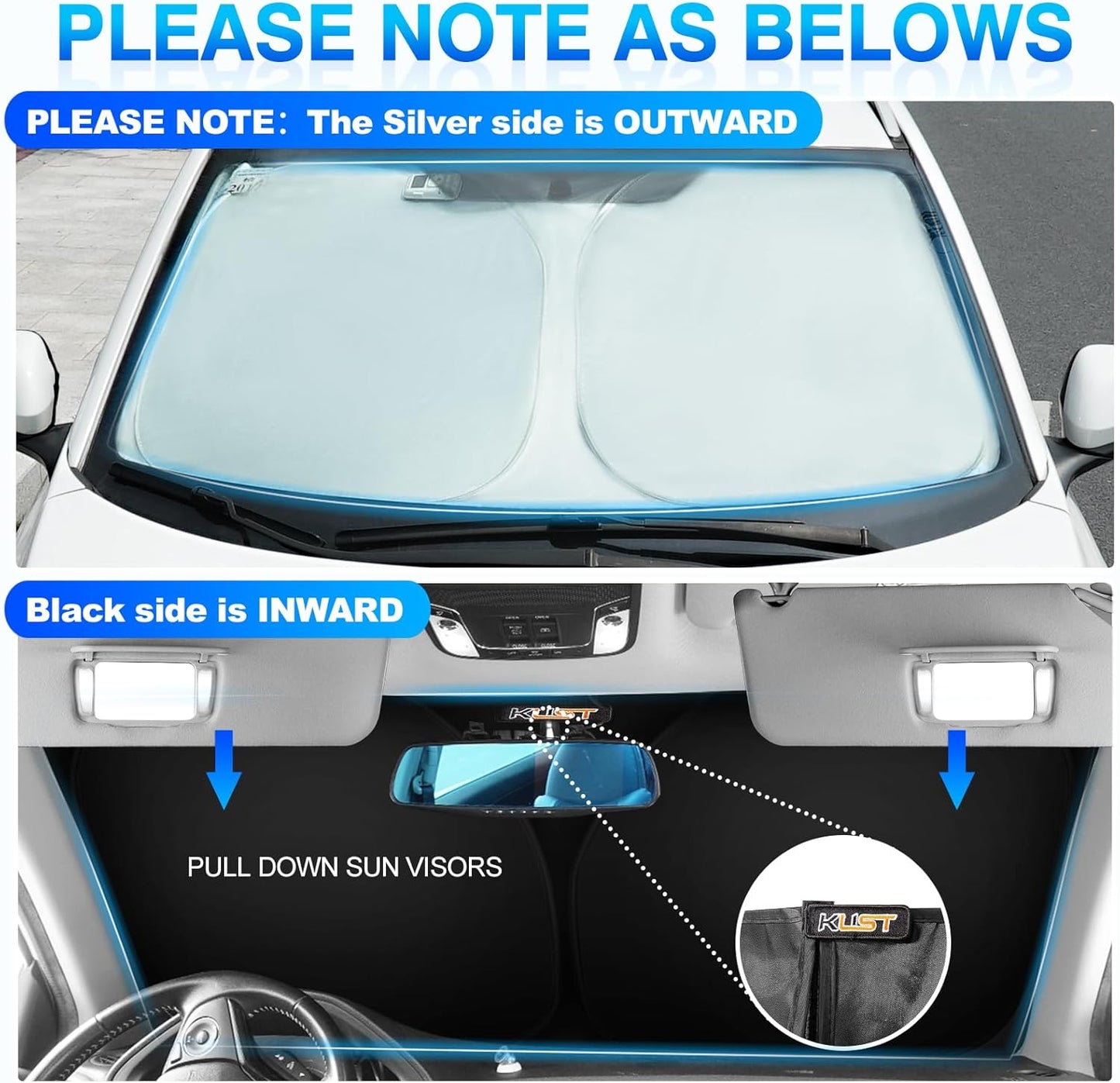 KUST Windshield Sun Shade for 2024 2025 2026 Hyundai Santa Fe Custom Fit Sunshade Window Sun Visor Protector Foldable Blocks UV Rays Keep Car Cooler