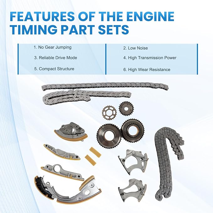 Engine Timing Chain Kit HJ-01016 HJ-01016-A Compatible with VW Audi A6 C7 A7 A8 Q5 Q7 S5 Touareg 3.0T V6 2012 2013 2014 2015 2016 After-Market Parts