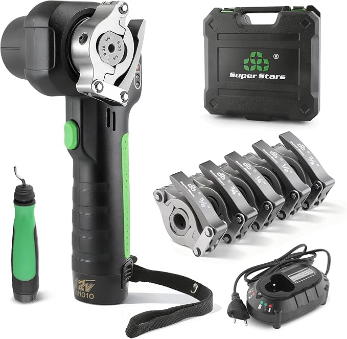 Super Stars Power Flaring Tool Kit ST-E800 - Cordless 45 Degree Automatic Flaring Tool for HVAC Copper Aluminum Tubing R410A R32