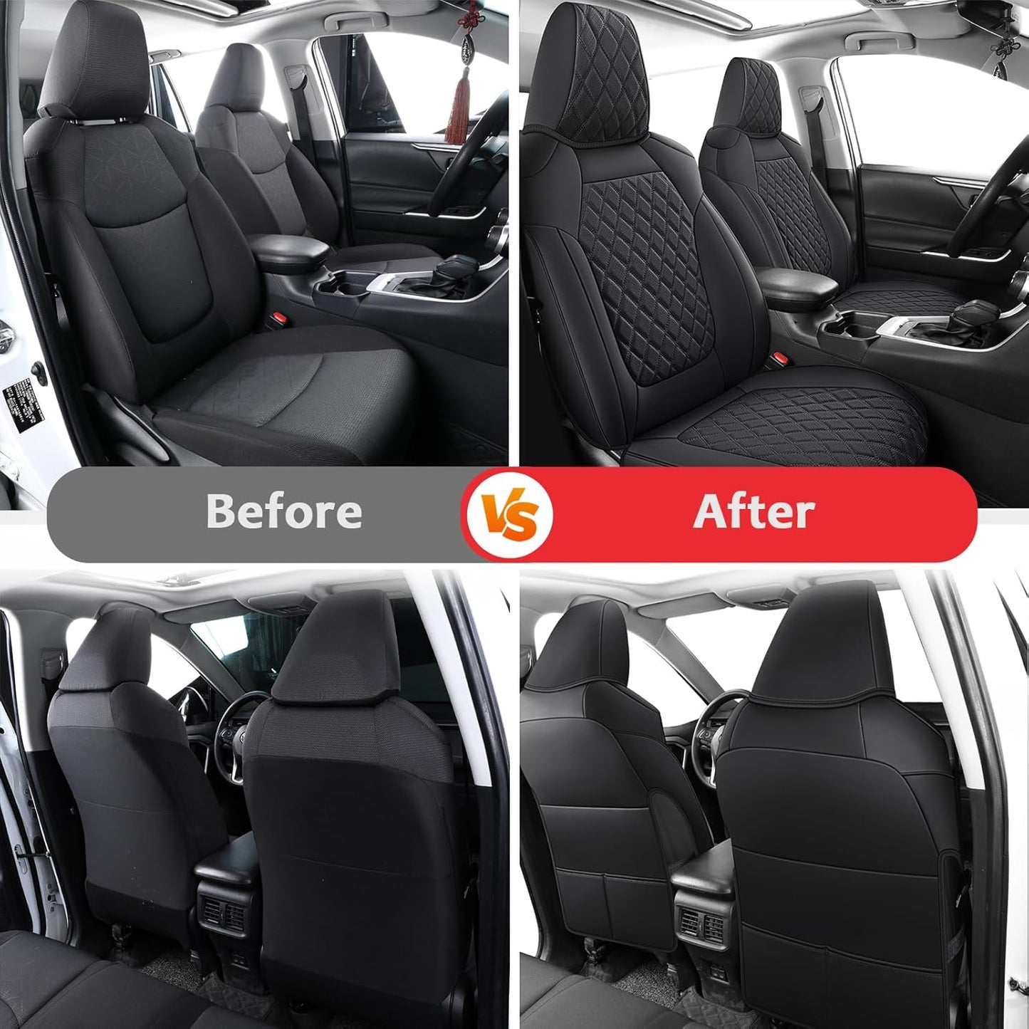 MIROZO Rav4 Seat Covers Full Set,Waterproof Car Seat Covers Faux Leather Seat Covers Compatible with 2019-2025 Toyota RAV4 Hybrid LE XLE Limited Automotive Seat Cover Car Accessories