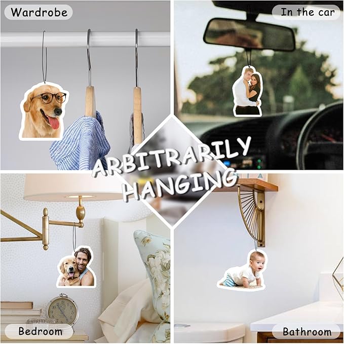 Custom Air Fresheners with Picture - Personalized Double Sided Photo Air Freshener, Customized Air Freshener for Car Wardrobe Bathroom Hanging Ornaments (A5-Irregular Shape)