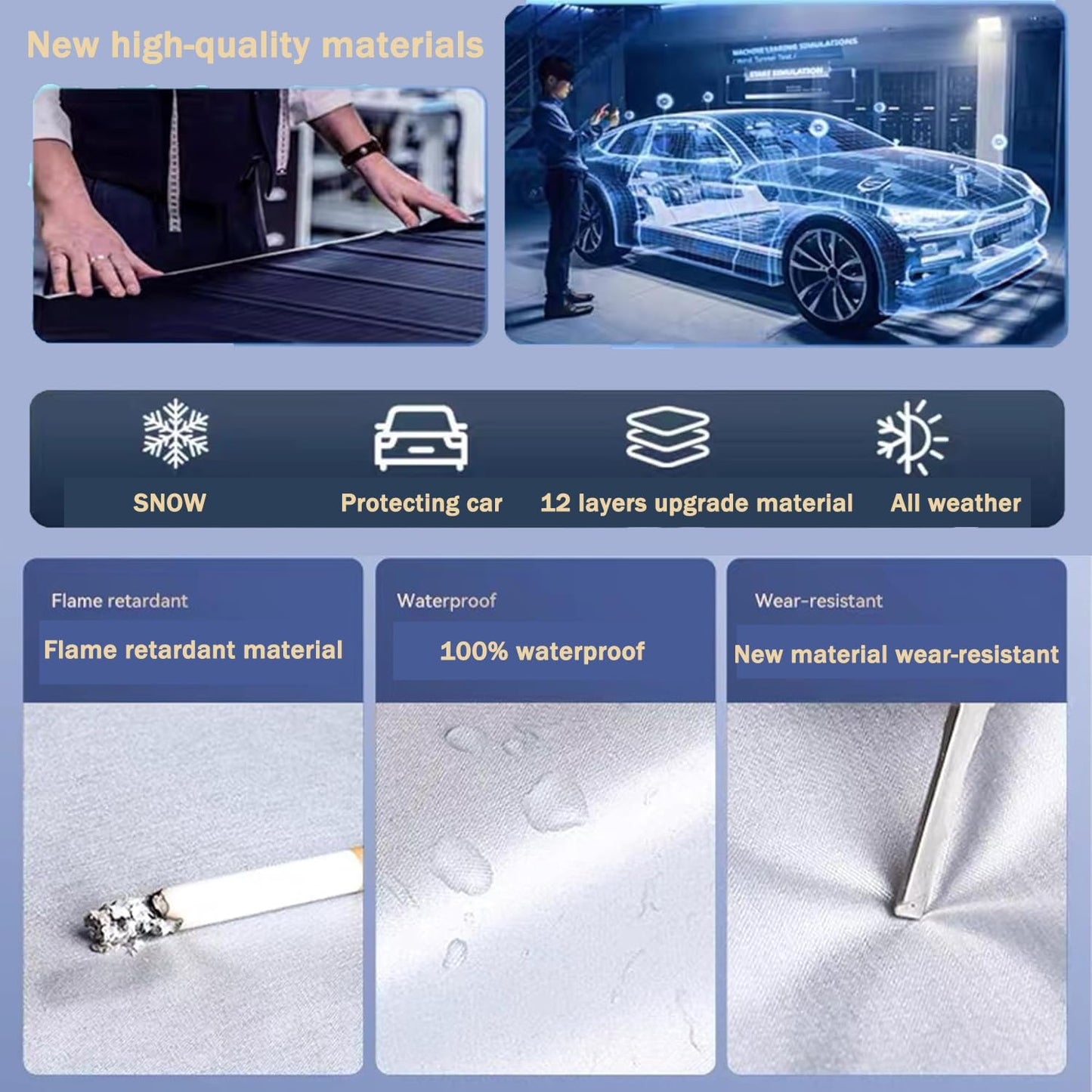 Autsop Car Cover Waterproof All Weather,12-Layer Car Covers for Automobiles Outdoor Heavy Duty Full Exterior Covers for Hatchback(Up to 177 inch)