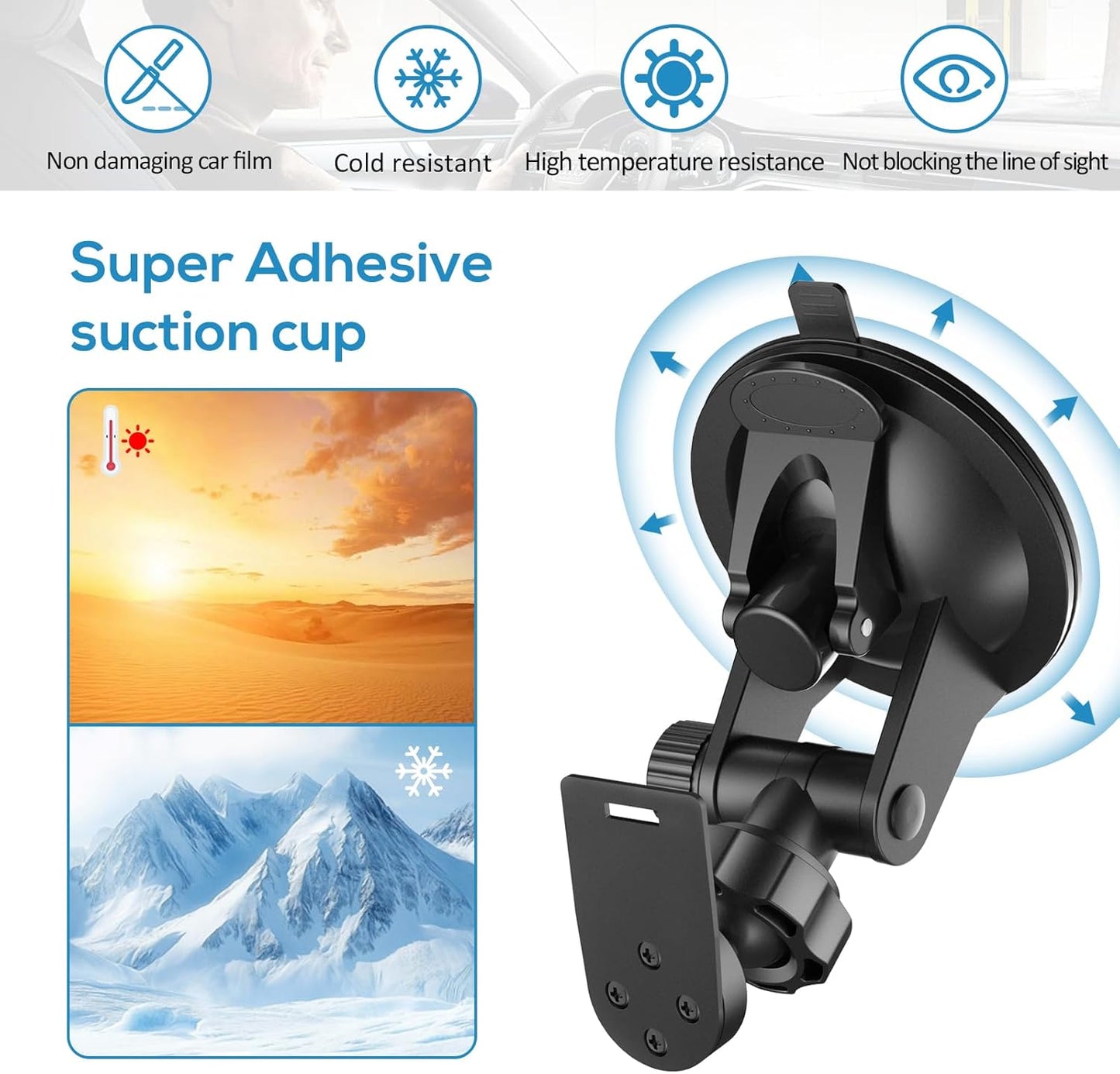 Radar Detector Mount Kit – Super Strong Suction Cup Windshield Holder + Magnetic Ring Power Cord with Inline Fuse, Rearview Mirror Plug & Elastic Cable – Easy Install, No-Slip(for Cobra Radar)