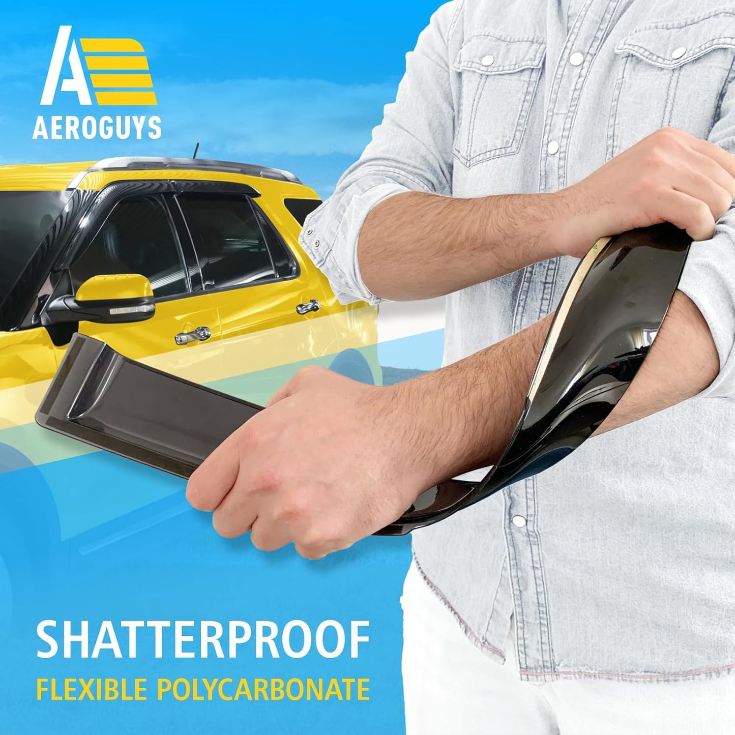 Extra Durable Window Deflectors Tape-On Window Visors Rain Guards Fit for Ford Explorer 2011-2019, Sun Visors, Wind Vent for Shades, Exterior Car Accessories - 4pcs. AG0040