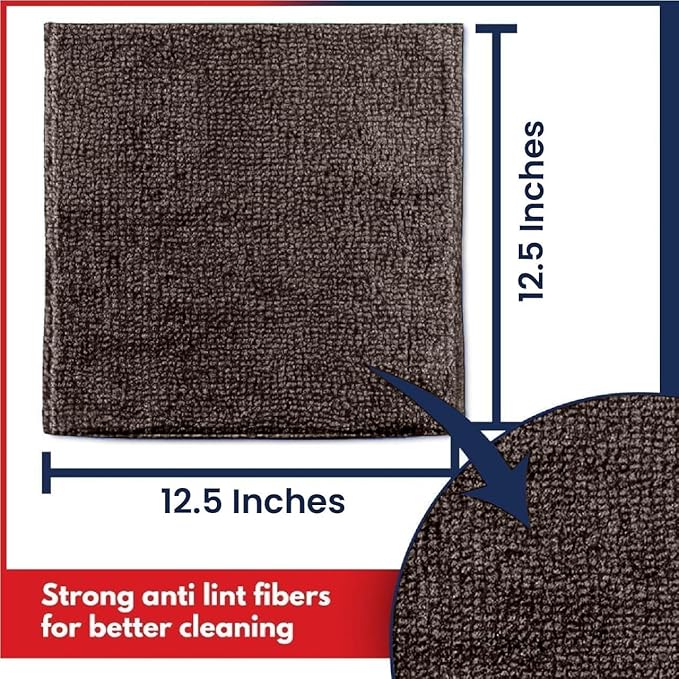 USANOOKS Microfiber Cleaning Cloth - 1200 Washes, Ultra Absorbent Towels Grip Root Weave Grime - 08pack - Brown