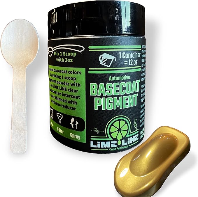 LiME LiNE Base Coat Maker Pigment Powder, Automotive Grade, Basecoat (Metallic Gold Pearl)