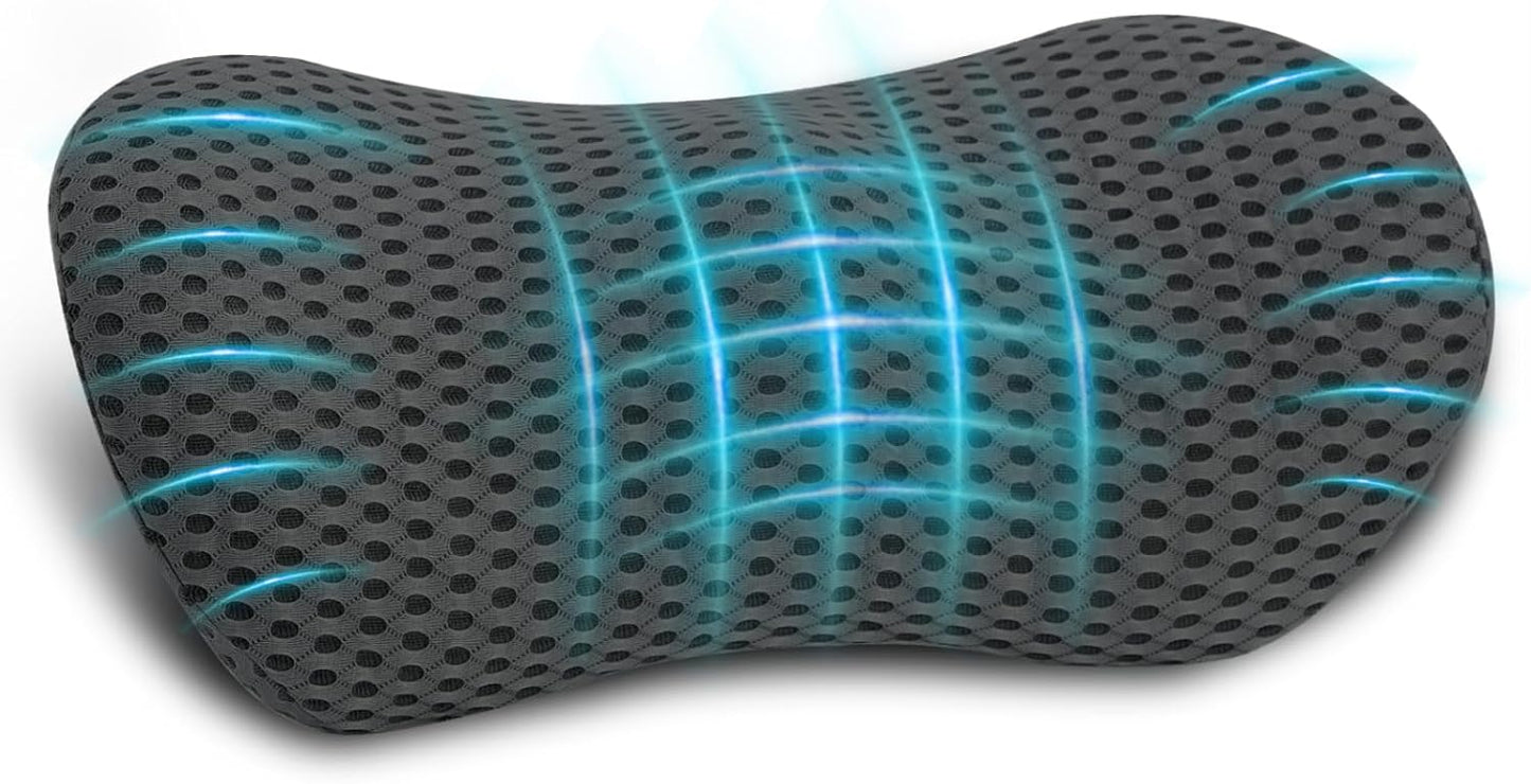 Lumbar Pillow, Memory Foam Lumbar Support Pillow for Office Chair and Car Seat, Ergonomic Streamline Back Pillow for Lower Back Pain Relief, Back Support Pillow for Sitting, Driving, Traveling