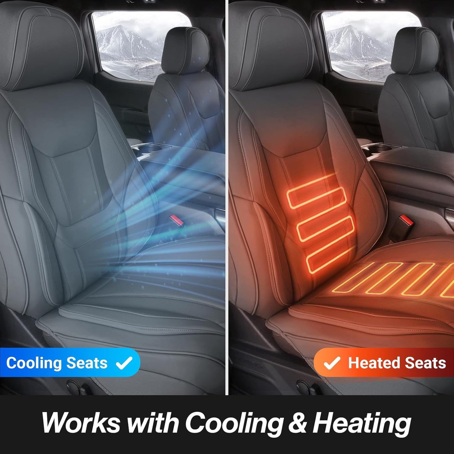 Coverland Custom Car Seat Covers Compatible with Colorado, Ram 1500, Canyon, Sierra 1500 - Premium Leather Non-Slip Waterproof Interior Protector Front Seat-Dark Gray [See Size Chart-Size A11]