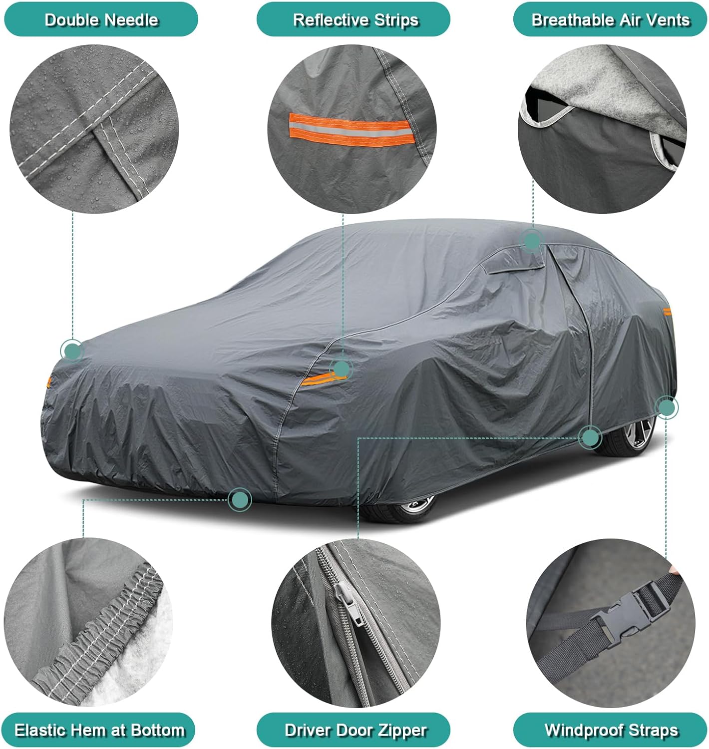 Premium Car Cover Custom Fit Chevy Corvette C4/C5/C7/C8 Coupe Convertible Targa, 16 Layers Heavy Duty Car Cover Waterproof All Weather with Zipper Door for Sun Rain Snow Dust Uv Protection