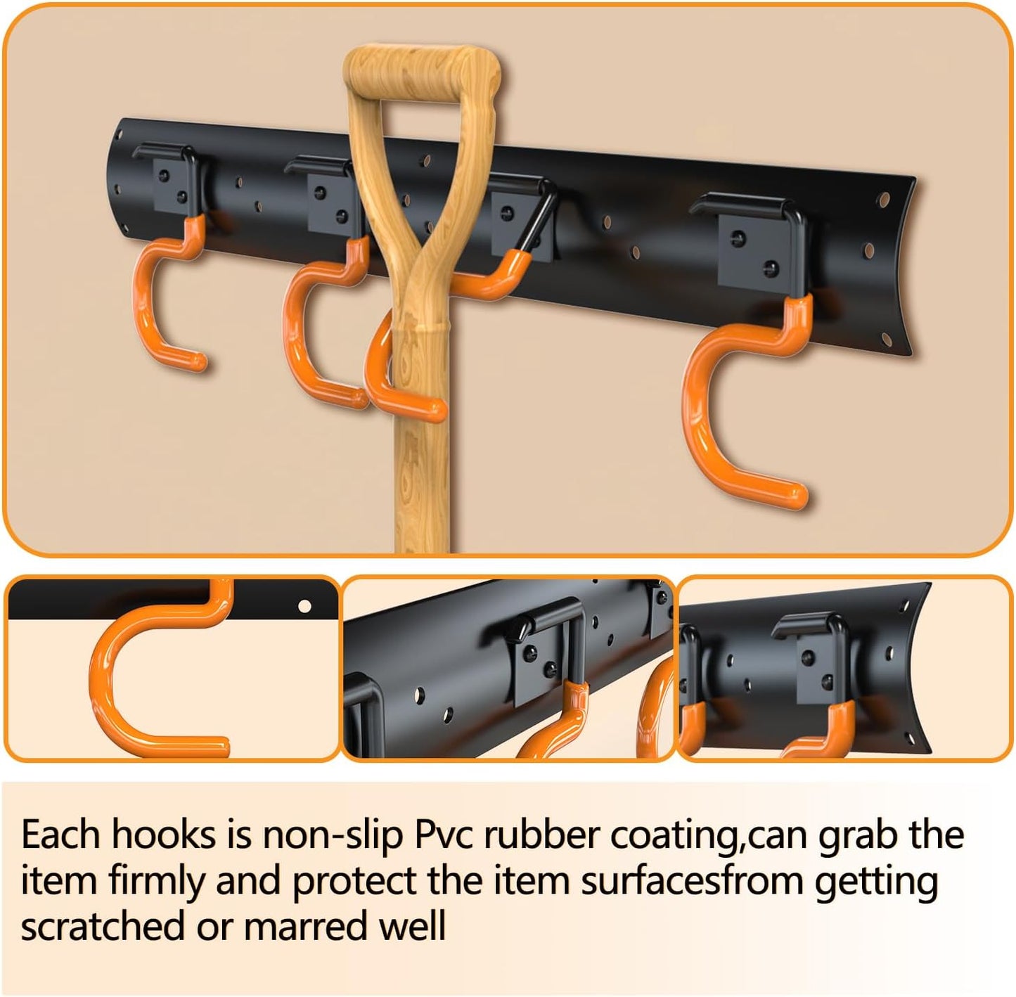 3-H 24×16" All Metal Garden Tool Organizer Wall Mount, Broom Holder Wall Mount for Garage, Shed, Garden, Basement Hanging and Organizing Rake, Mop, Shovel, Hose (24Pack)