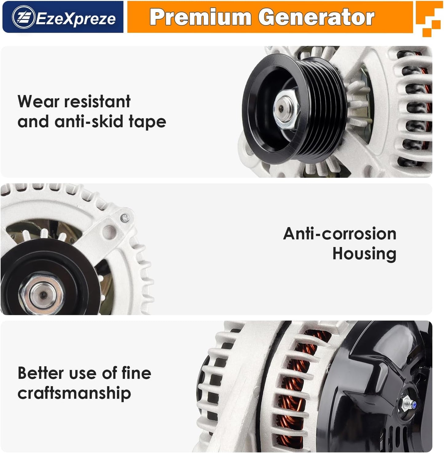 Ezexpreze 11032 New Alternator Compatible for Lexus for RX330 V6 3.3L 2004-2006 for Lexus for ES330 V6 3.3L 2004-2006, 130A High Output Alternator Replaces 104210-4180 104210-4190