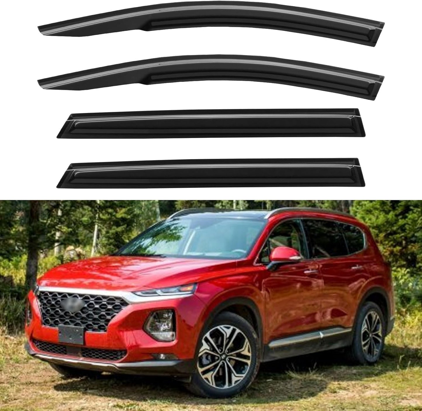 Window Visors Rain Guards for 2019 2020 2021 2022 2023 Hyundai Santa Fe, Out-Channel Window Vent Wind Deflectors Visors Shades for 19 20 21 22 23 Santa Fe