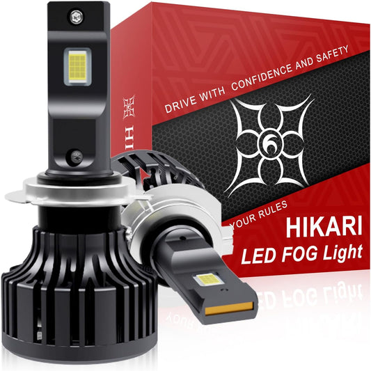 Hikari 2025 25000LM H7 Fog light, 45W Pure White 6000k Bulbs, Plug & Play IP68 Waterproof Pack of 2