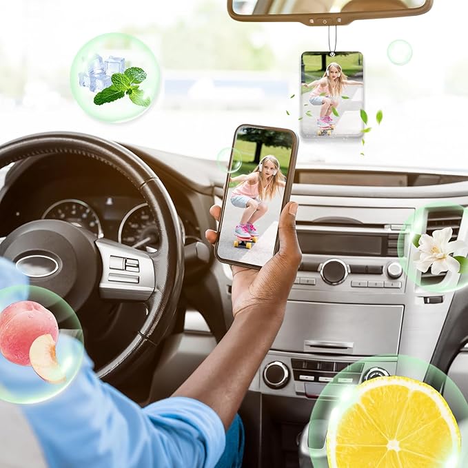 12/24/48/72/96Pcs Custom Logo Air Fresheners for Car Bulk, Wholesale Custom Double-Sided Car Air Fresheners with Photo Text Logo, Christmas Decoration Gifts (12 Rectangle)