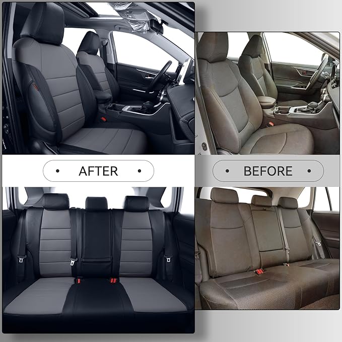 coverdream Corolla Cross Leather Seat Covers Custom Fit for 2022-2026 Toyota Corolla Cross L,LE,XLE,S,SE(Non-Hybrid),Fully Covered,Luxury Waterproof Car Seat Protector(Full Set,Black/Gray)