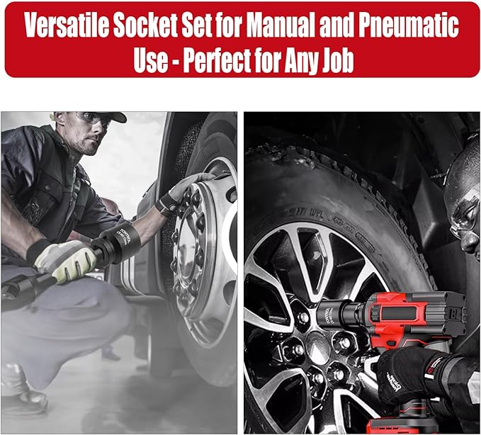 1/2 Inch Shallow Drive Impact Socket Set,6-Point,SAE(3/8" to 1-1/4"),14 Pcs,Cr-Mo Steel,With a Storage Case