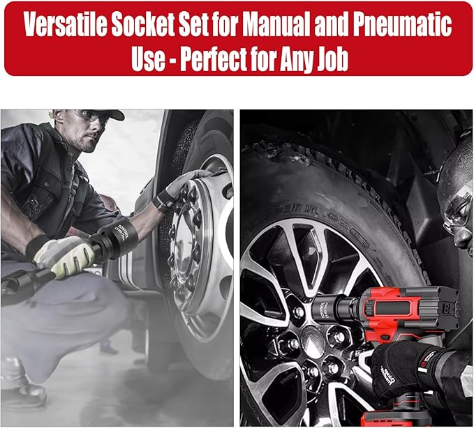 1/2 Inch Deep Drive Impact Socket Set,6-Point,Metric (10mm-32mm),14 Pcs,Cr-Mo Steel,With a Storage Case