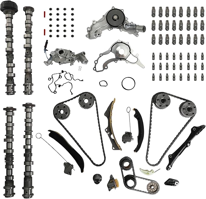 3.6 4Pcs Intake&Exhaust Camshafts Timing Chain Kit Water Pump Oil Pump Valve Lifters Rocker Arms Fit For Chrysler Dodge Jeep Ram 3.6L V6 DOHC 2011-2016 5184377AG 5184378AG 5184379AG 5184380AG 90511S