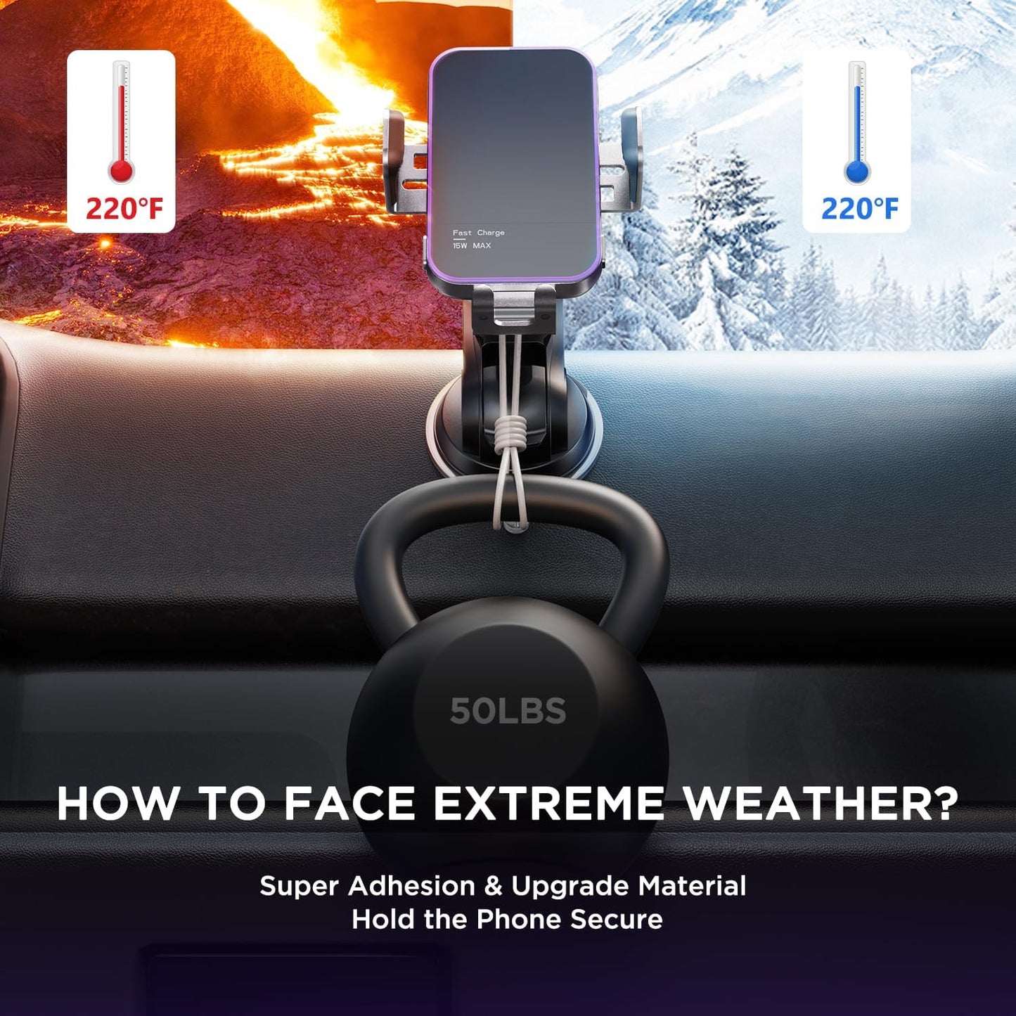 Wireless Car Charger,【7 Colored RGB Backlit】 15W Auto Clamping Car Charger Phone Mount Holder for iPhone 15 14 13 12 Mini Pro Max 11 XR X, Samsung Galaxy S23 Ultra S22 S21+ S10+ Note 20, etc - Silver