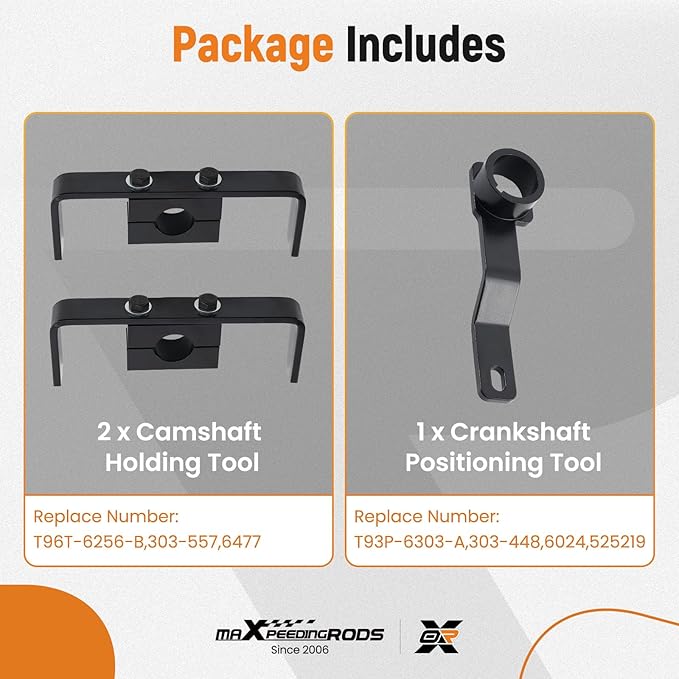 maXpeedingrods Crankshaft Positioning Tool& Camshaft Holding Tool Compatible with Ford F150 F250 F350 F450 (F-Series), Expedition, Econoline 4.6L& 5.4L & 6.8L V8 V10, Replaces 6024, 6477, 303-557