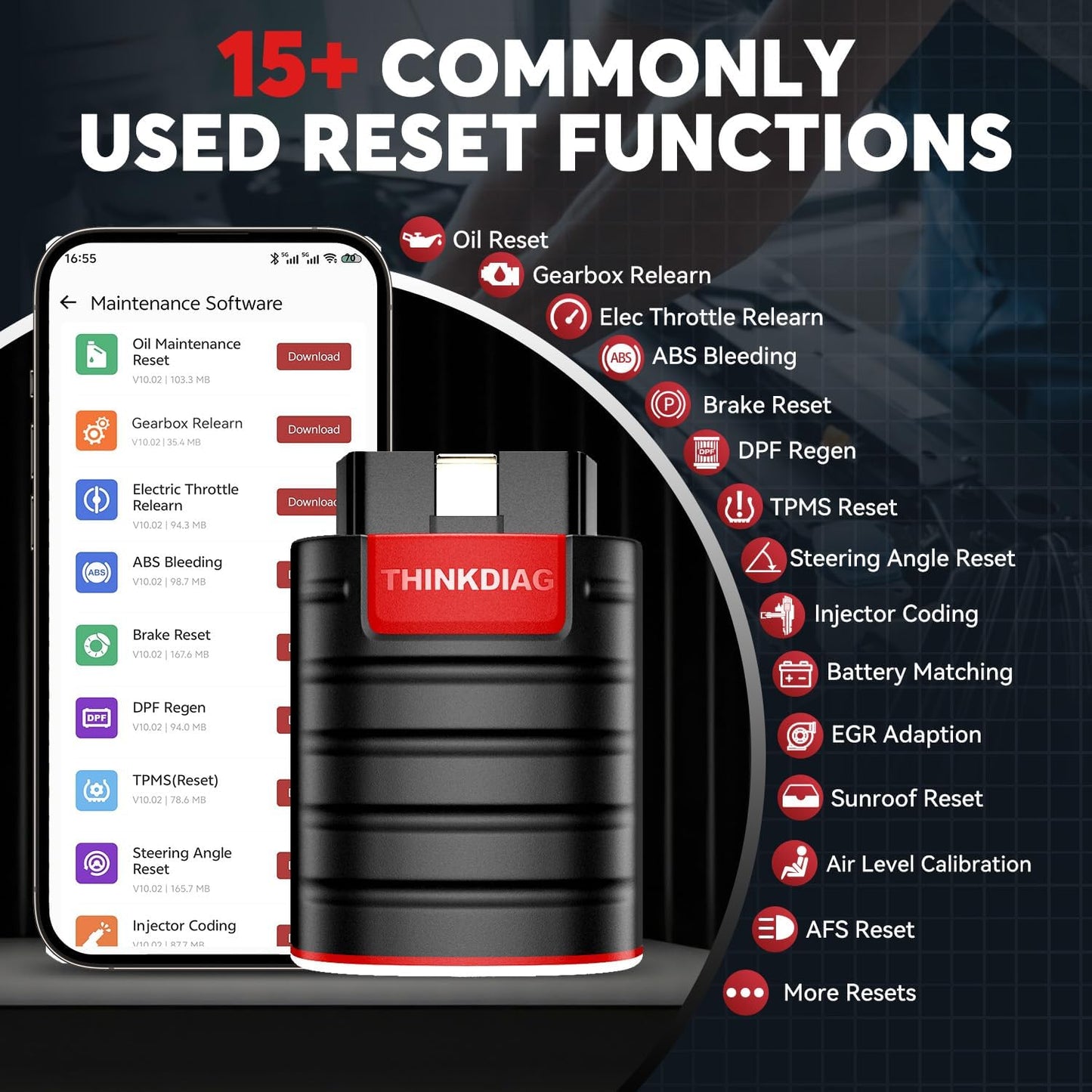 OBD2 Scanner Thinkdiag Bluetooth Full System Bidirectional Diagnostic Scan Tool OE Level Code Reader with ECU Coding 15+ Reset Service FCA AutoAuth All Software 1 Year Update Fits for iOS & Android