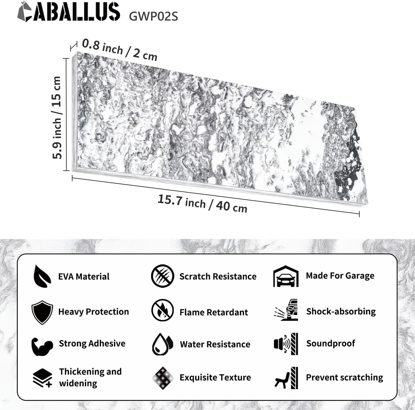 GWP02S Marble Grain Garage Wall Protector Car Door Protectors, Parking Stopper for Garage, Tool-Free, Designed in Germany (2-Pack Marble Grain)