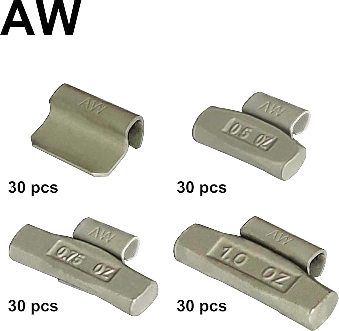 AW-M120 Wheel Weight Kit AW Style 120pcs/kit;Grey 120pcs/kit: 1/4oz, 1/2oz, 3/4oz, 1oz 30pcs Each