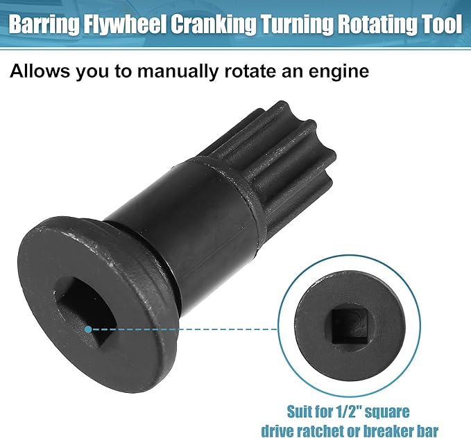 X AUTOHAUX Engine Barring Tool for B/C Series Diesel Engines for Dodge Pickups 3.9L 5.9L 6.7L 8.3L Liter Turbo Engine 3824591A 5299073 Barring Flywheel Cranking Turning Rotating Tool