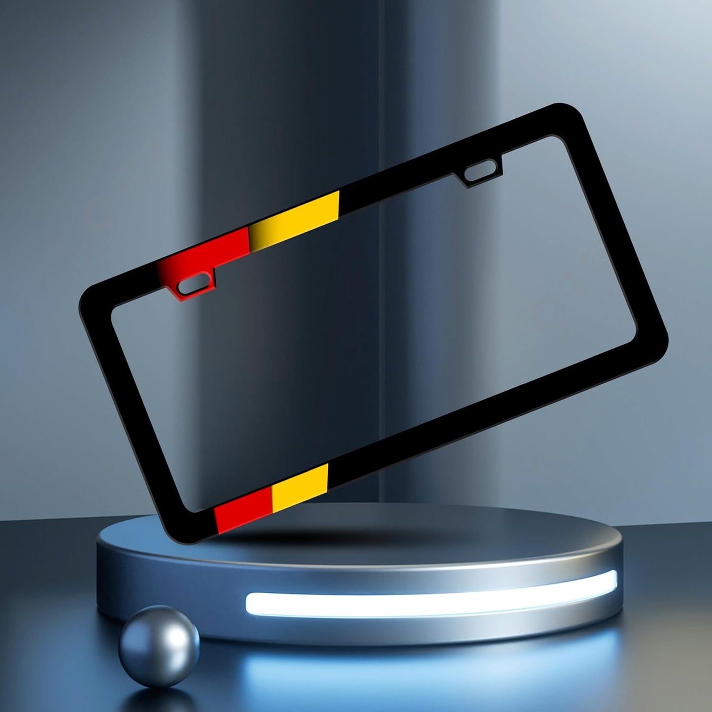 German Flag License Plate Frame Germany License Plate Frames Personalise Stainless Steel Funny Design Compatible with Standard License Plate Holder for USA and Canada 6 X 12 Inch with Screws