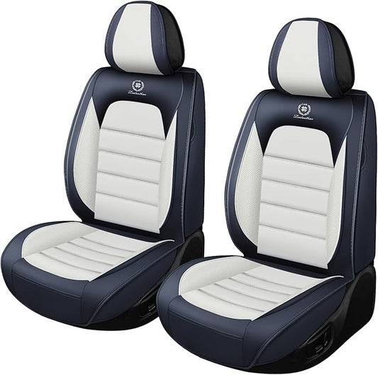 Car Seat Covers for GMC Sierra 1500/2500/3500 Denali SLT AT4 AT4X Base Seat Covers 2008-2025, Waterproof Premium Nappa Leather Seat Protectors(Standard 2 Seats/Black&White)