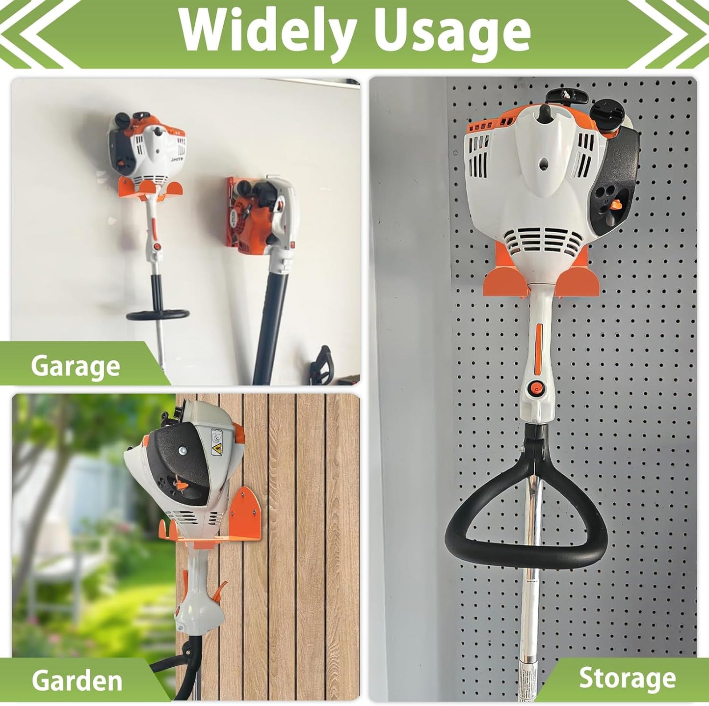 Trimmer Rack Wall Mount Heavy Duty Weedeater Hanger for Garage Wall Bracket Garage Organizer Weed Eater Hanger for Grass Trimmer, Garden Tools 3 Pack