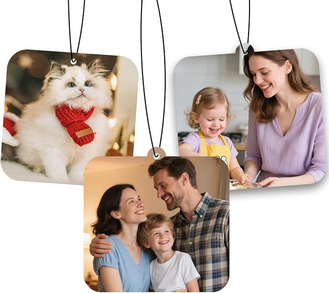 Custom Air fresheners with Picture,Personalized Air Freshener for Car,Cute Hanging Car Air Fresheners for Women,Double-sided Photo Printing Hanging Car Scents 30 scents available