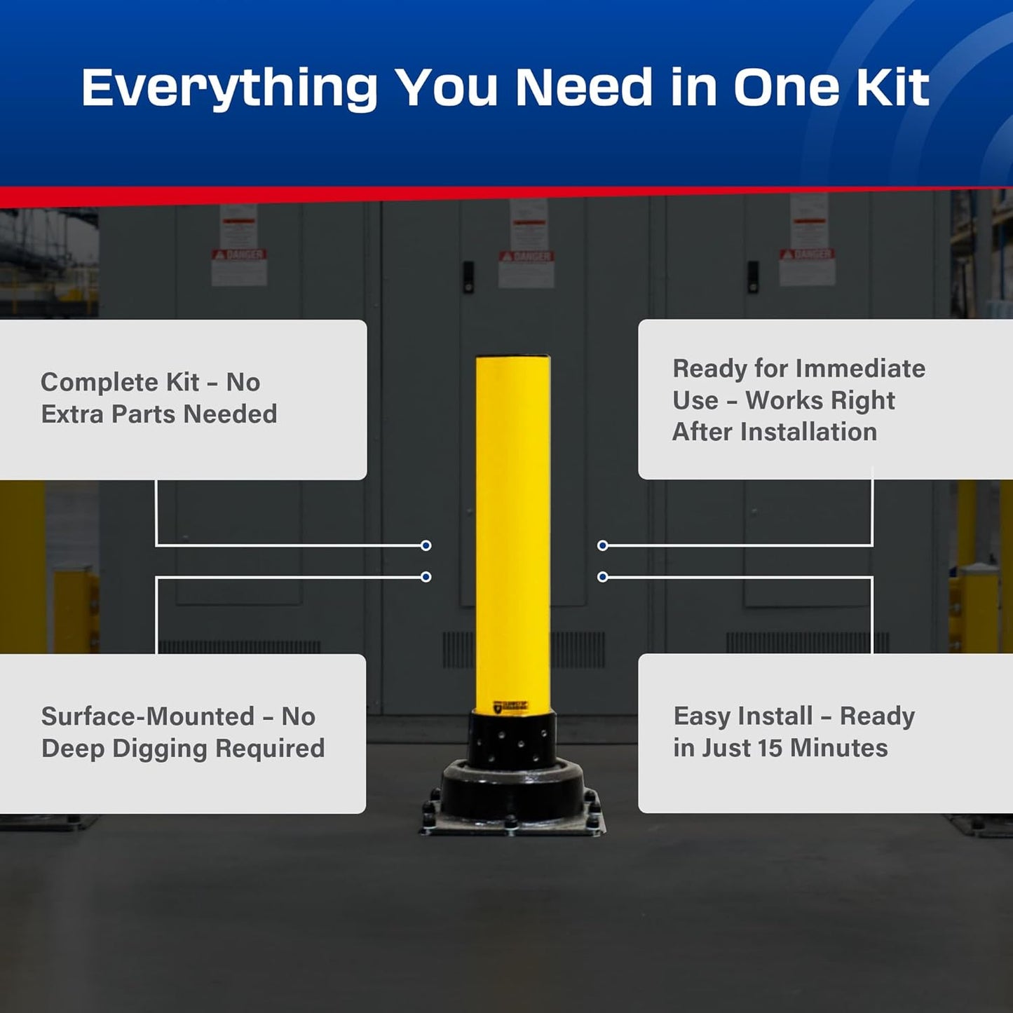 Impact Recovery - SlowStop Steel Rebounding Bollard - Metal Post - Safety Bollard - Made in the USA - 6" x 42"