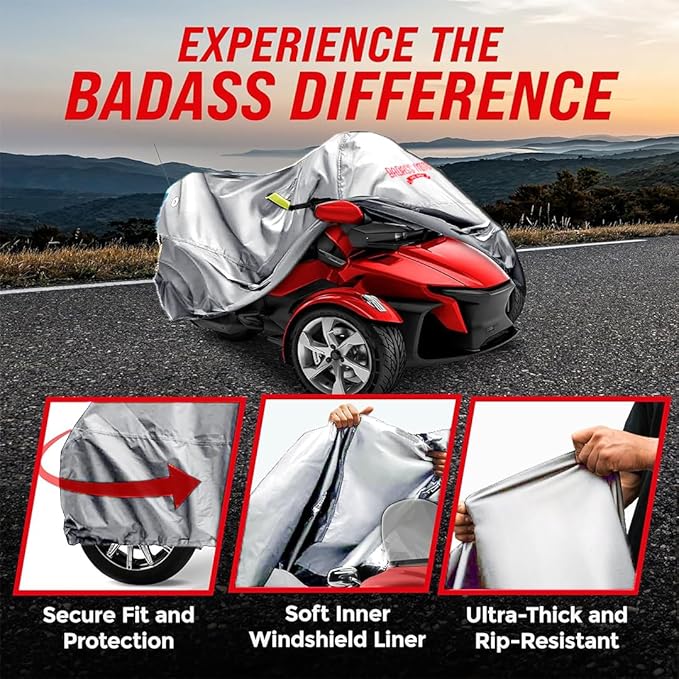 Badass Moto Spyder Cover 2020-2025 Heavy Duty Can Am Spyder RT Limited Accessories Fits Can-Am RT Limited Motorcycle, Sea to Sky. Windproof, Waterproof. Premium Durability All Season Protection