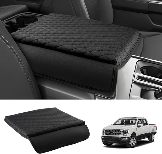 Shademax Custom Fit for Center Console Cover Ford 2021-2025 2026 F-150 Ford F150, 2022-2025 F150 Lightning Work Surface Console Armrest Cover Console Cushion Pad PU Leather Armrest Seat Box Protector