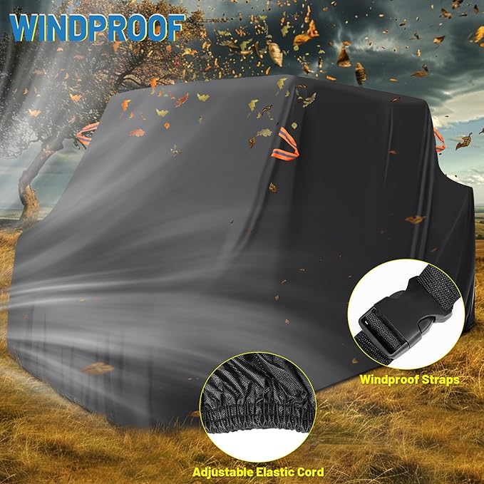 MDPROMCP UTV Cover 4-6 Seater, Windproof Full Cover Compatible with Polaris RZR General UFORCE Talon Mule Teryx 4-Door Durable 420D SXS Side by Side Covers Accessories Parts
