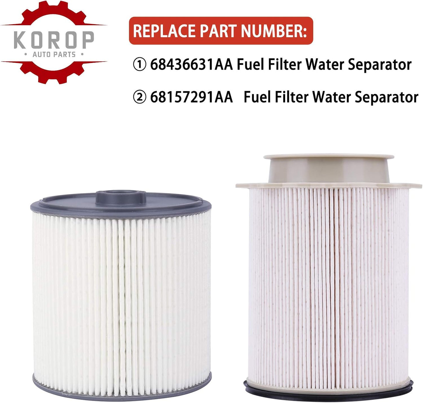 6.7 Cummins Fuel Filter Water Separator Set Fits for 2019 2020 2021 2022 2023 2024 Dodge Ram 2500 3500 4500 5500 6.7L Diesel Turbo Engines, Replaces# 68157291AA and 68436631AA