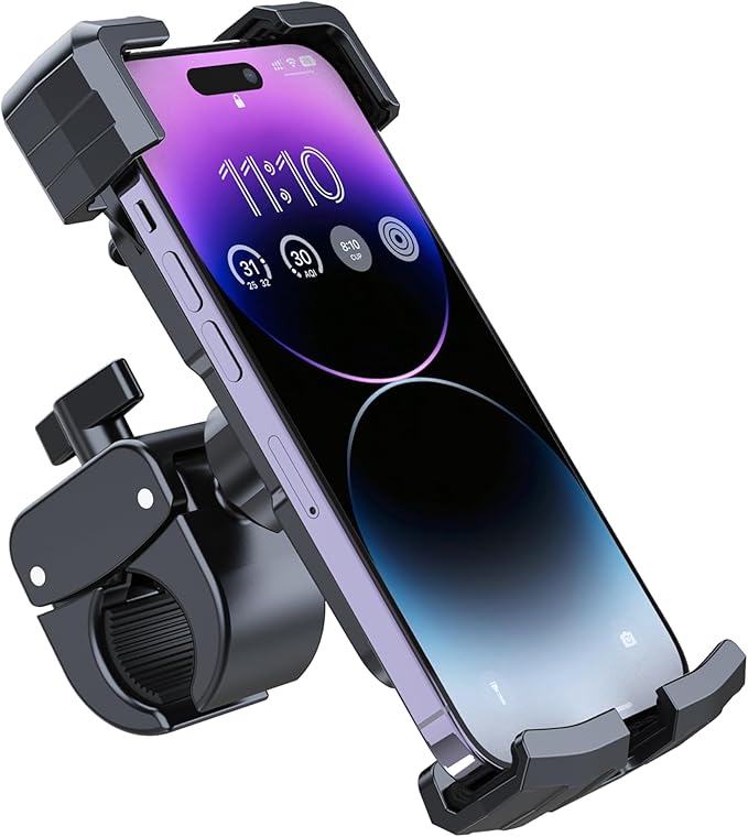 Picozon Bicycle Cellphone Holder, Motorcycle Phone Handlebars Clamp Mount for All Smartphones - Black