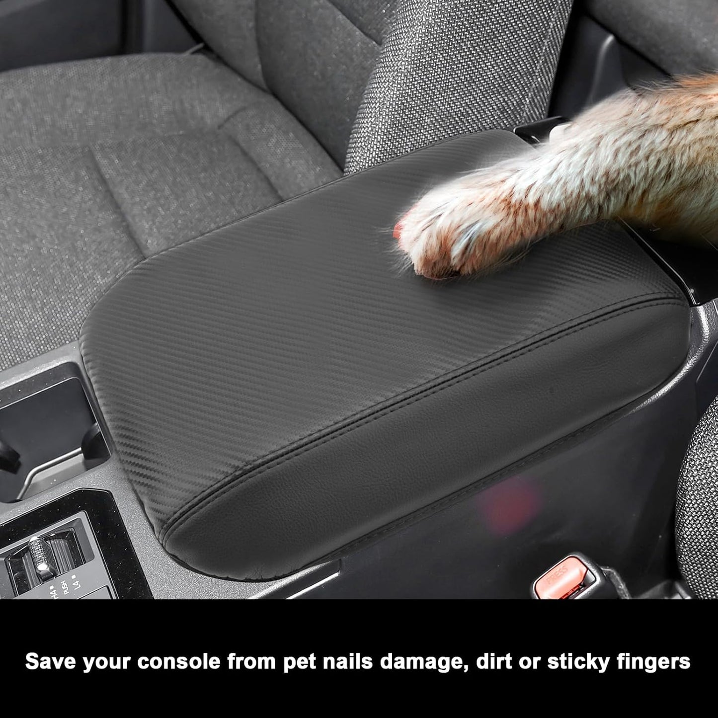 SXCY for 2024 2025 Land Cruiser Armrest Cover for Toyota Land Cruiser 2025 Center Console Cover 2024 2025 Land Cruiser Center Console Cover for 2025 Land Cruiser (Black Carbon Fiber (Thin))