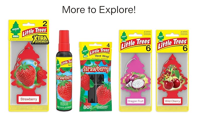 LITTLE TREES Car Air Freshener | Hanging Tree Provides Long Lasting Scent for Auto and Home | Strawberry, 24 Air Fresheners