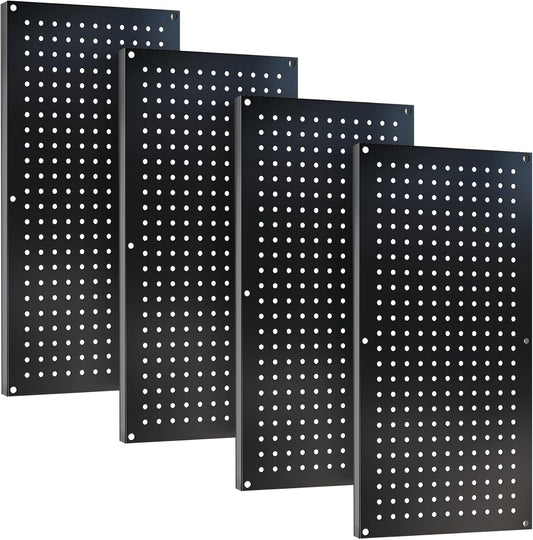 Metal Pegboard Storage System, Garage Wall Organizer, Tool Storage Panels for Workbench (Black, 31.5"x15.75"-4PCS)