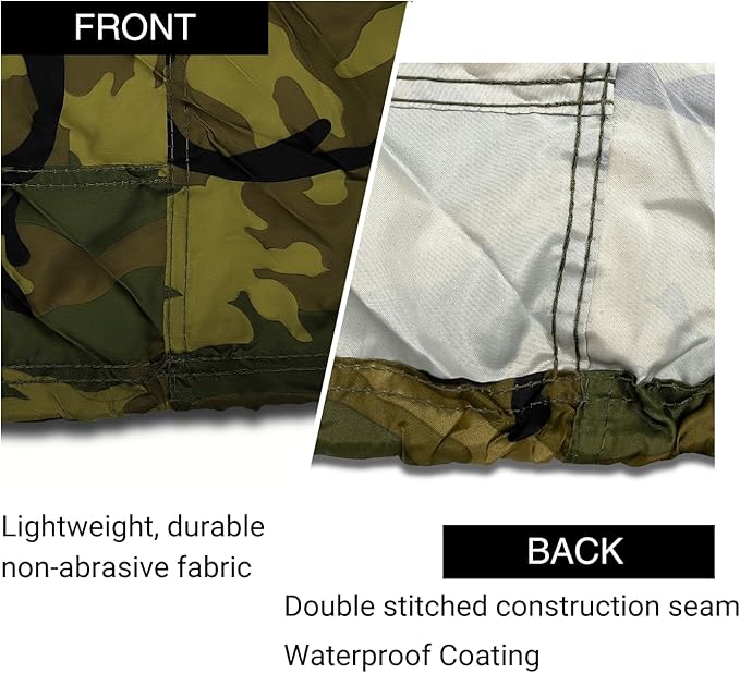 EliteShield Lightweight ATV Cover, Weatherproof Quad Cover, Water and Wind Resistant Four Wheeler Cover, Riding Lawn Mower Cover, Camo Color fits 77" Long