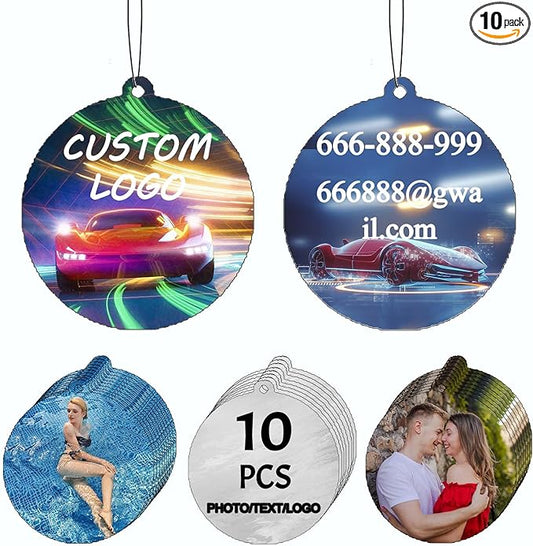 10/20/50/100Pcs Custom Logo Air Freshener for Car Bulk,Wholesale Personalized Double-Sided Car Air Fresheners with Photo Text Logo (10pcs-Round)
