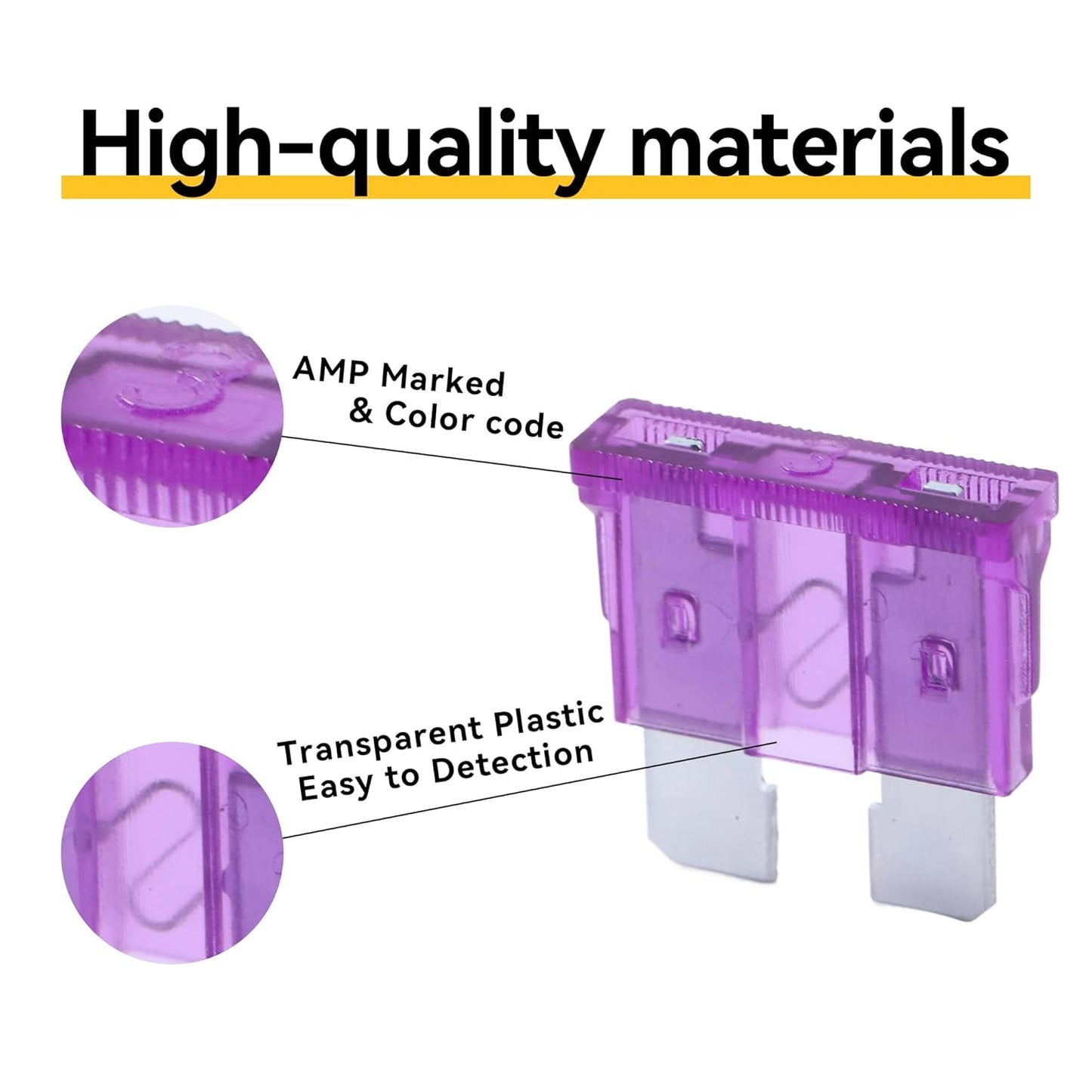 100 Pack Auto Fuses 3 AMP ATC/ATO Standard Regular Fuse Blade 3A Car Truck Boat Marine RV